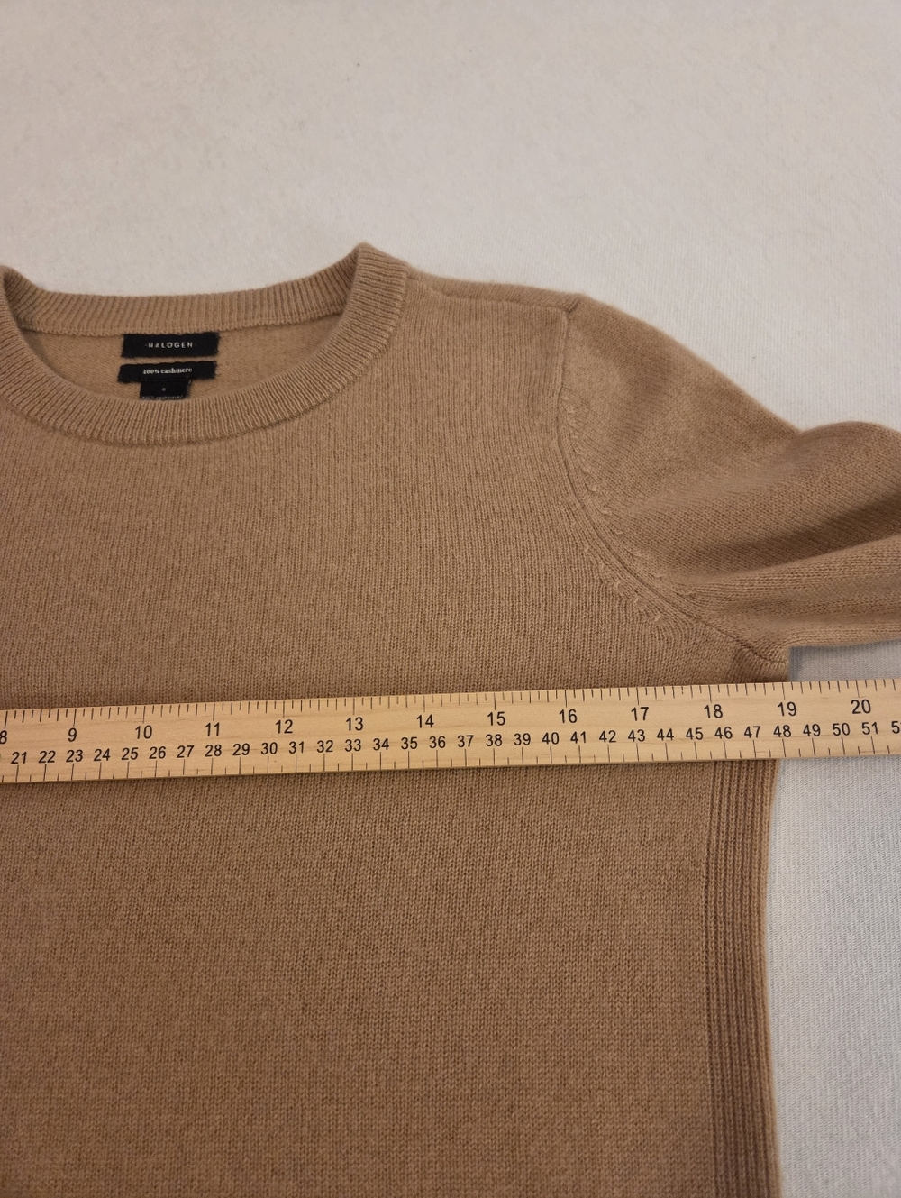 HALOGEN Khaki Tan 100% Cashmere Crewneck Lightweight Minimalist Sweater Womens S - Picture 9 of 12
